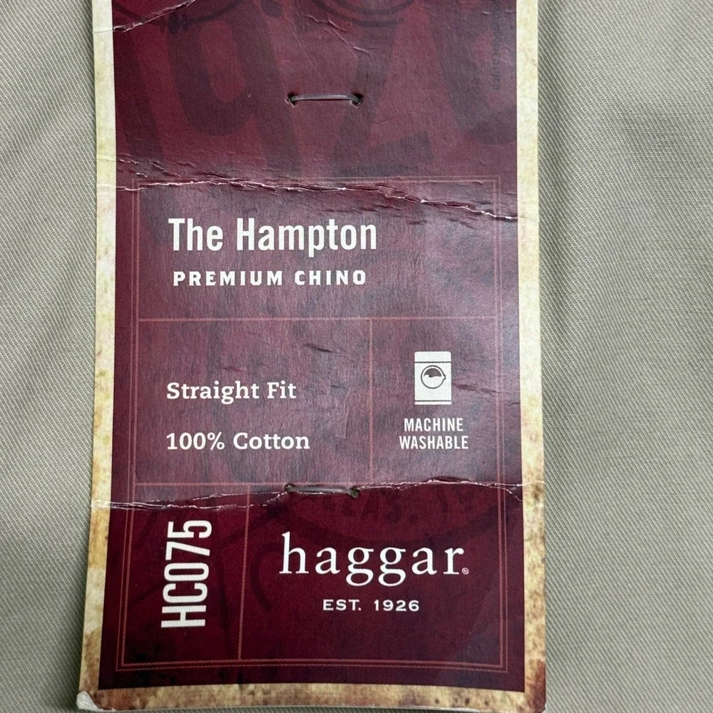 Haggar Pants Mens 44x30 Tan Khaki Hampton‎ Premium Chino Pants Straight Fit NEW